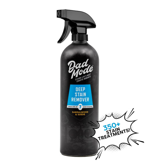 DadMode 7-Enzyme Laundry Stain & Odor Destroyer – Deep Cleaner for Extreme Clothing Messes - Masculine Sandalwood & Suede Scent, 16oz Metal Bottle + Refill Pouch