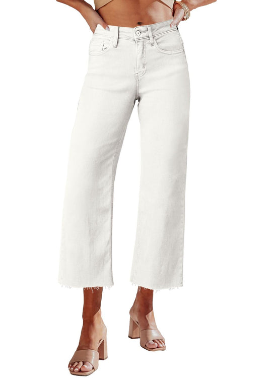 Allimy women's high waisted straight leg ripped jeans