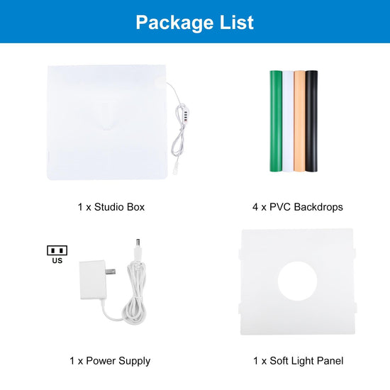 Camera stage lighting modifier — Portable mini photo studio with LED light and backdrops