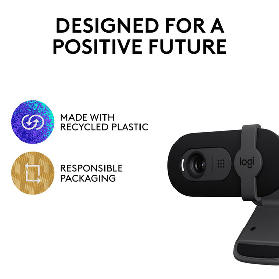 Logitech Brio webcam — Full HD 1080p with built-in mic and shutter