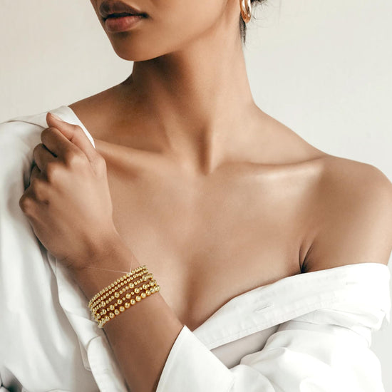 adoyi bracelet — 14K gold plated adjustable beaded strand jewelry set for women