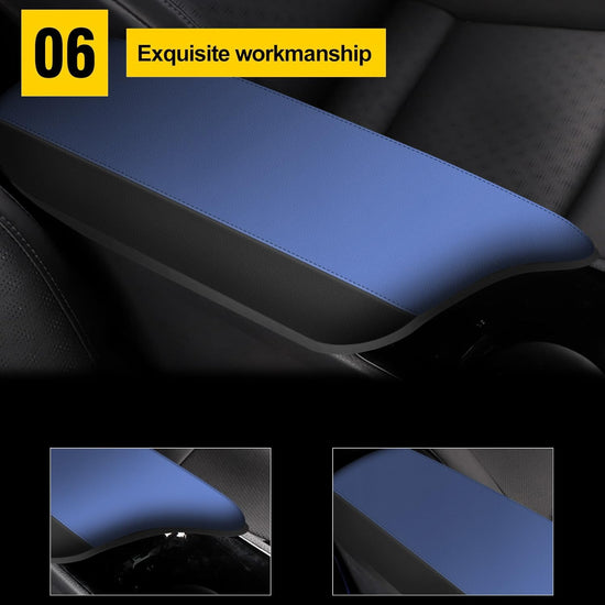 AOMSAZTO armrest covers - Black with blue leather for Toyota CHR 2018-2024