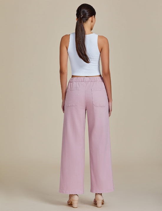 Luvamia wide leg jeans - high waisted pull on denim pants with pockets
