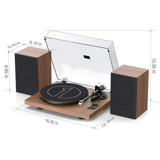 1 BY ONE Bluetooth turntable with wireless playback and auto off features