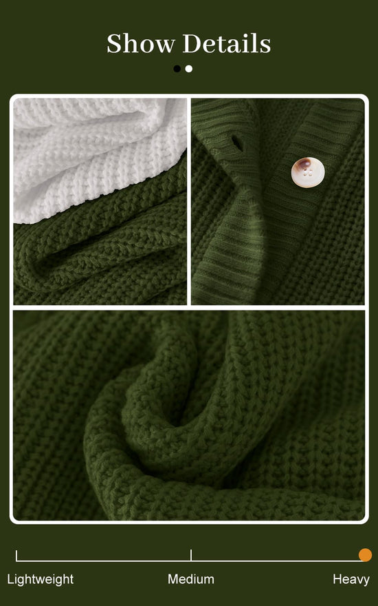 Prettygarden sweater — Chunky knit open front cardigan with buttons and long sleeves