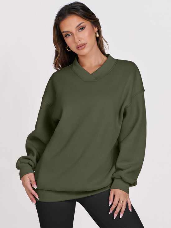 ANRABESS sweatshirt — oversized v neck fleece pullover for comfy casual wear