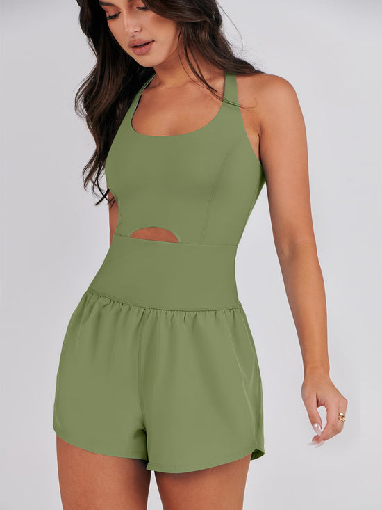 One-piece outfit — Caracilia women's workout athletic romper for summer gym wear