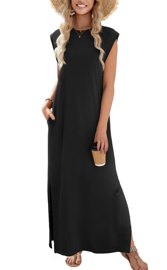 Zeagoo long maxi sundress with split for beach travel vacation
