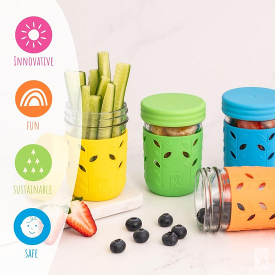 8oz glass jars — durable design