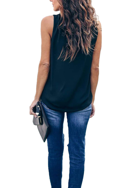 Allimy shirt — Ruffle trim neckline design in double lined chiffon fabric