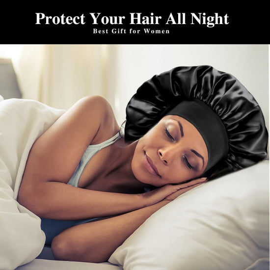 Shower cap — Large satin bonnet for women with braids