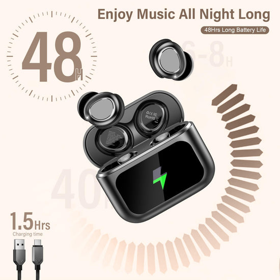 ZYHKON headphones — Bluetooth sleep earbuds with 48H playtime and touch control
