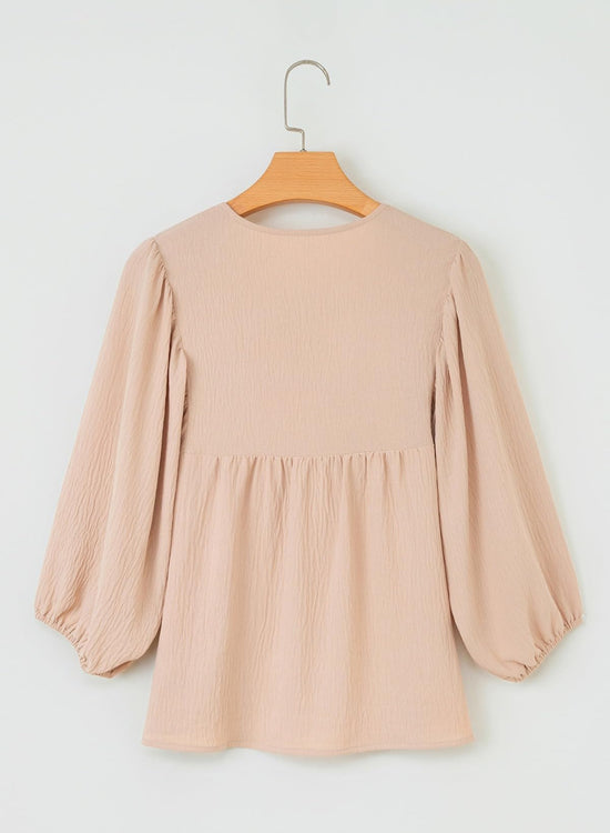 SHEWIN shirt - 3/4 sleeves blouse with bow tie detail and loose fit