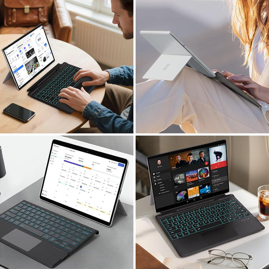 Sooguard Microsoft Surface Pro Keyboard for 11/10/9/8/X, 13" Ultra-Thin Detachable Bluetooth Type Cover with 7-Color Backlit, Multi-Touch Trackpad & Pen Holder