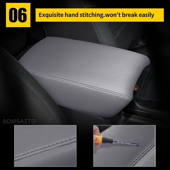 AOMSAZTO center console cover — Gray leather armrest for 2017-2022 Honda CRV
