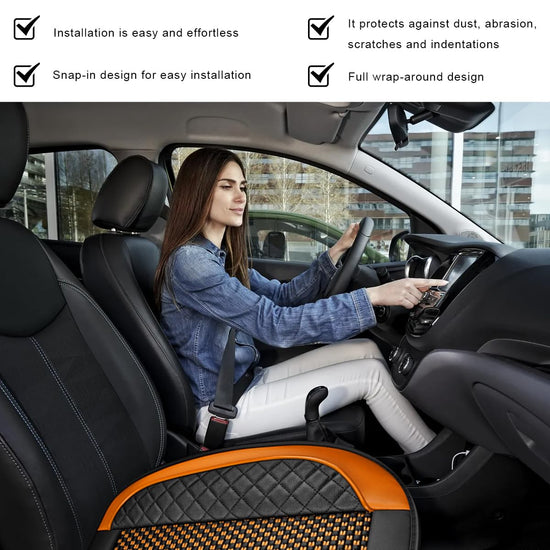 ZNDAW vehicle seat cover — leather front bottom cushion with storage pocket and anti-slip
