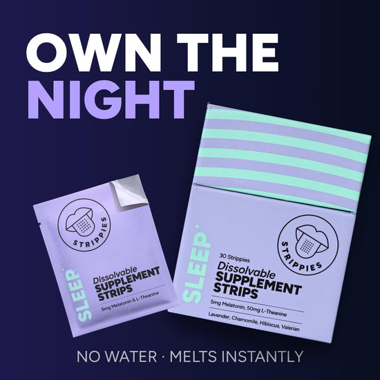 STRIPPIES dissolvable sleep strips – fast-acting melatonin with L-theanine and herbs