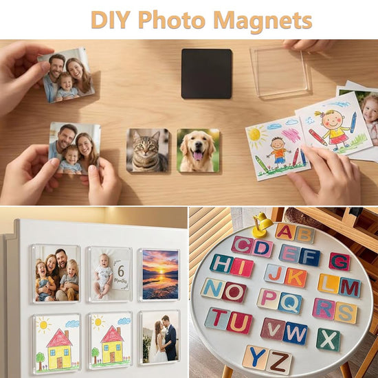 20 Pack 2x2 Inch Clear Acrylic DIY Fridge Magnet Kit