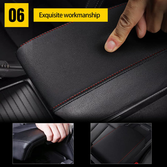 AOMSAZTO console covers — Black with red stitches for 2010-2014 Honda Accord Crosstour armrest