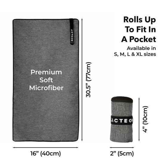 Acteon microfiber quick dry towel — odor-free and mega absorbent fiber for workouts and travel