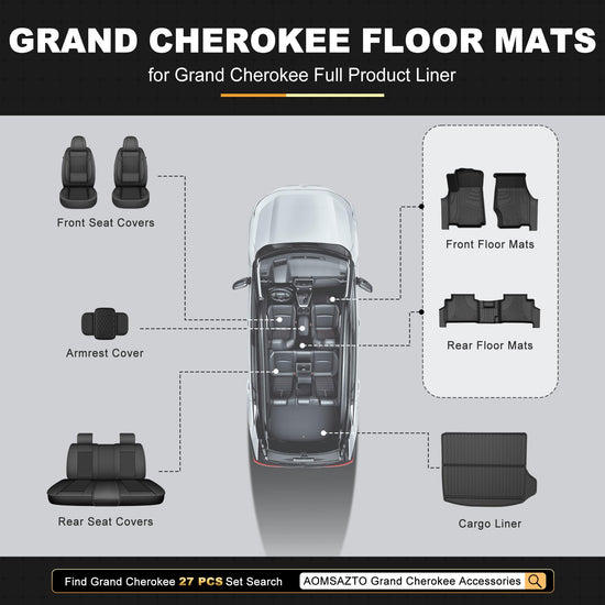 AOMSAZTO vehicle mat — TPE all weather anti-slip liner for Jeep Grand Cherokee 2022-2026
