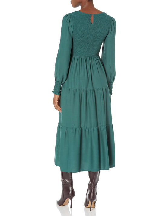 ZESICA dress — casual long sleeve high waist smocked midi dress