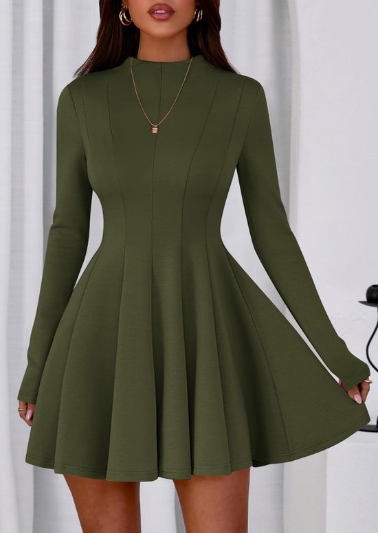 PRETTYGARDEN Fall Dresses for Women Elegant Classy 2026 Casual Long Sleeve Swing A Line Ruffle Short Homecoming Party Dress