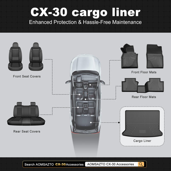 AOMSAZTO cargo liner - Custom fit all-weather trunk mat for Mazda CX-30 2019-2026.