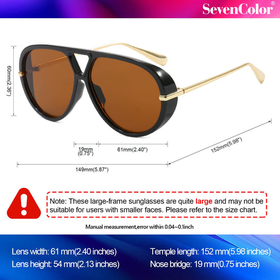 Sunglasses — Trendy oversized aviator style with retro round shield design