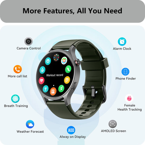 aeac Smart Watch — AMOLED ultra-clear screen with heart rate monitor and 110+ sport modes