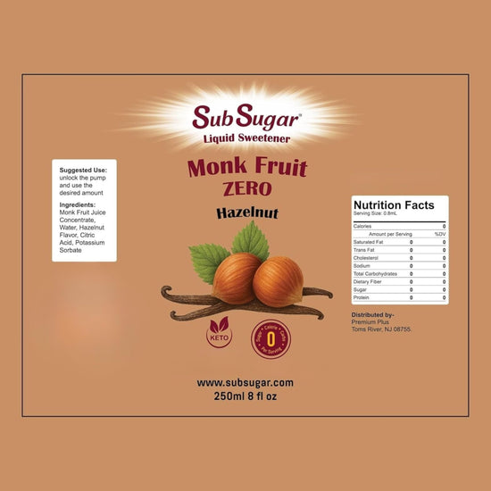 SubSugar hazelnut liquid sweetener — sugar free and keto friendly