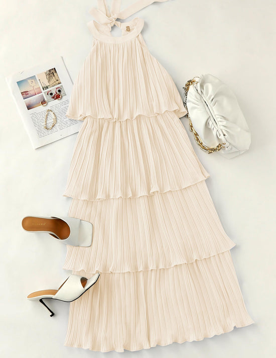 ZESICA dress — Summer sleeveless halter neck ruffle midi dress