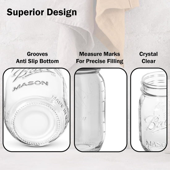Ball mason jars — 8 oz regular mouth jars with airtight lids and bands
