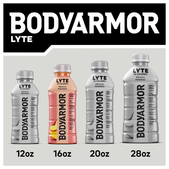 BODYARMOR LYTE drink — low-calorie peach mango flavor