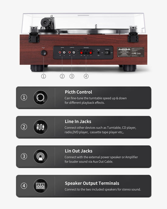 ANGELS HORN turntable with built-in phono preamp and bookshelf speakers