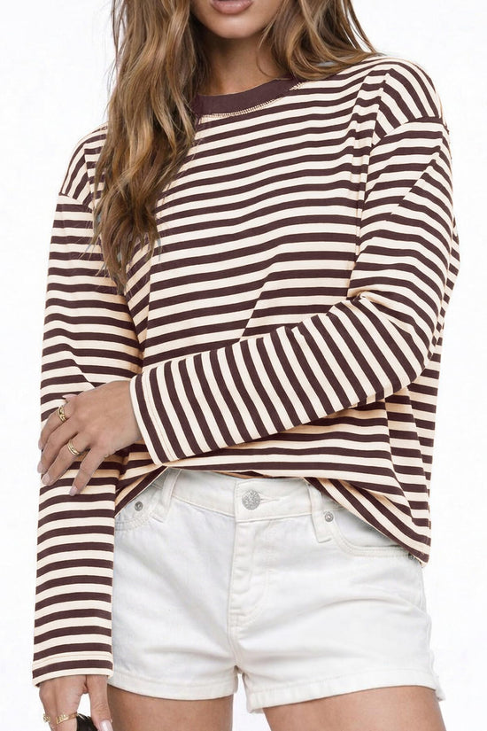 Shirt — Oversized striped long sleeve crewneck top by CHYRII