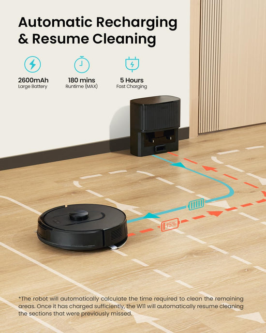 PSUK W11 robotic vacuum cleaner — Self-emptying with LiDAR navigation and mapping