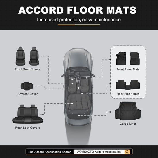 AOMSAZTO floor mats - All weather TPE rubber liners for Honda Accord 2023-2026