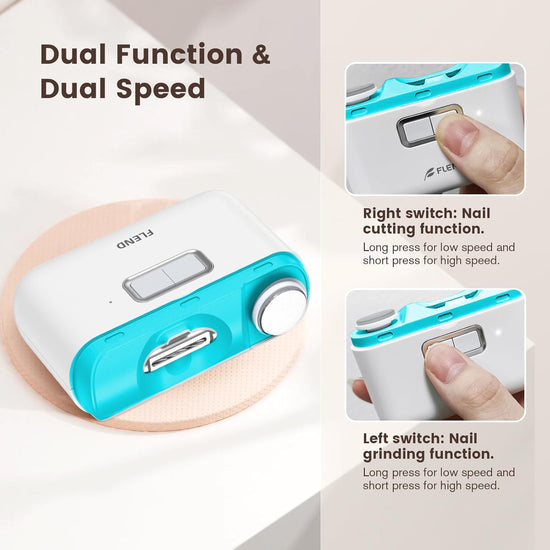 Electric Nail Clipper, 2-in-1 Automatic Nail Clipper, Electric Nail Trimmer 2-Speed 40DB Baby Nail Trimmer with LED Light,for All Ages Baby,Kids,Adults,Seniors,Manicure Set,Baby Nail Kit Portabl