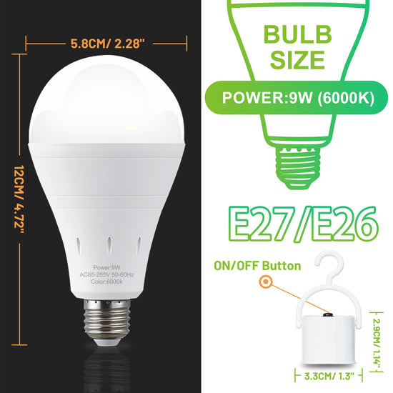 DEBAOBULB light bulb — rechargeable battery powered for home and camping use