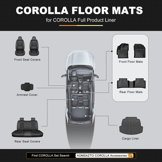 AOMSAZTO car floor mats - Heavy duty TPE all weather liners for Toyota Corolla sedan 2020-2026