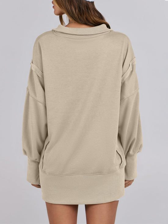 ANRABESS women's shirt - Oversized button up henley pullover with split hem