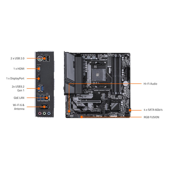 GIGABYTE B550 Eagle WIFI6 motherboard — supports AMD AM4 Ryzen processors and PCIe 4.0