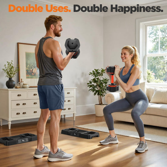 Dumbbell set — Adjustable weights with storage box and anti-slip grip 110lbs/50lbs