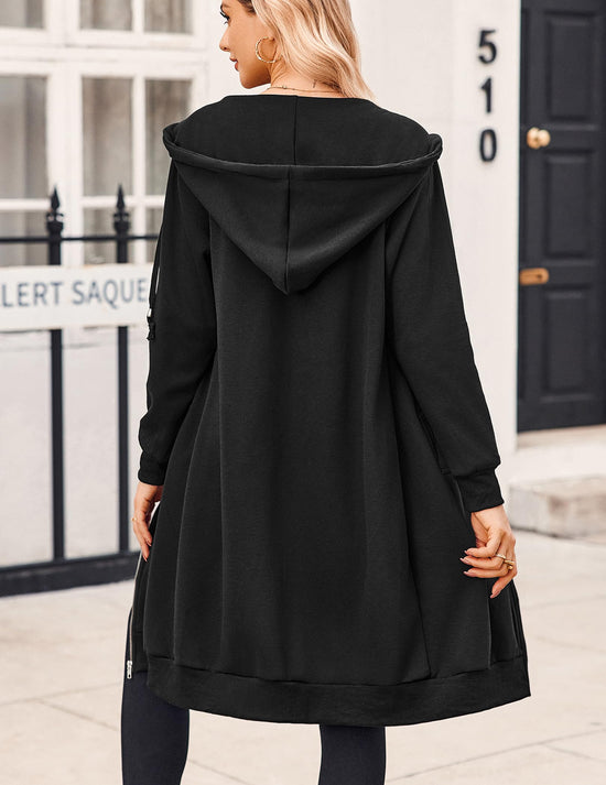 Zeagoo women's sweatshirt — oversized fleece long tunic hoodie jacket coat