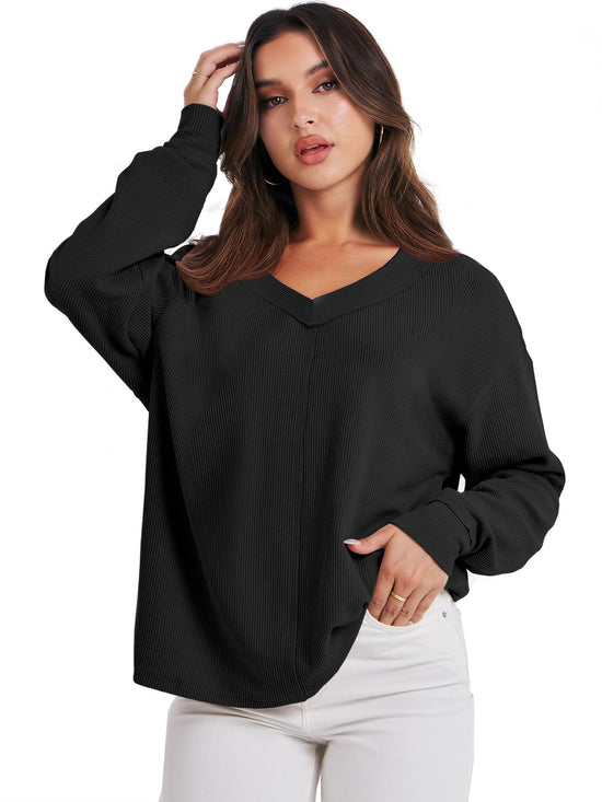 ANRABESS shirt — Oversized off the shoulder long sleeve tunic top