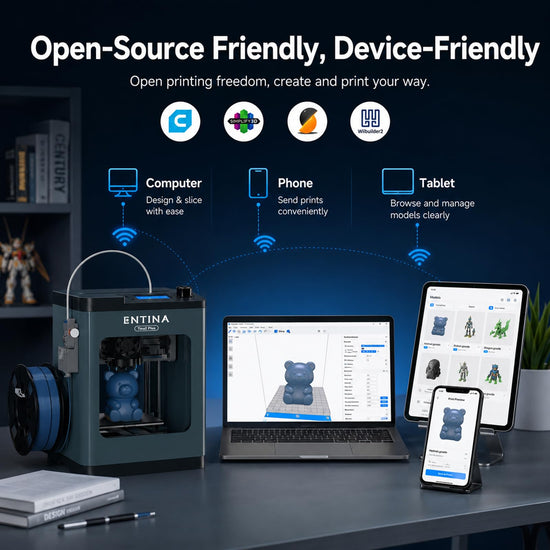 Entina Tina2 Plus 3D printer — fast 3D printing with auto leveling and WiFi