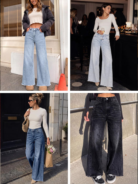 PANTS — Wide leg with raw hem and relaxed fit from Trendy Queen