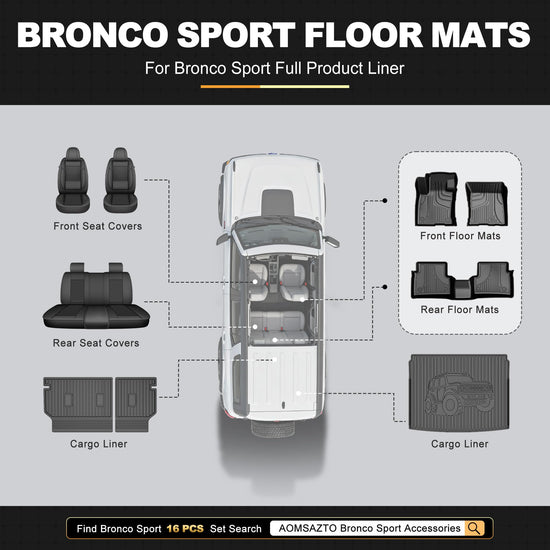 AOMSAZTO vehicle mat - all weather protection for Ford Bronco Sport 2021-2026