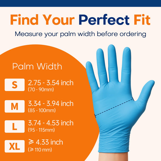 Protective glove — Supmedic nitrile exam, latex-free, powder-free, food safe, blue, large, 100 pcs
